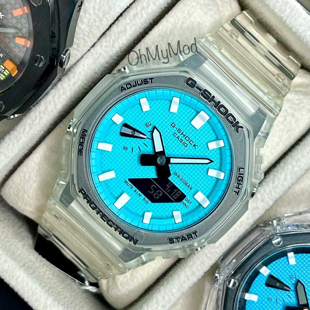 Tiffany Blue Original Transparent CasiOak Customised G Shock GA2100