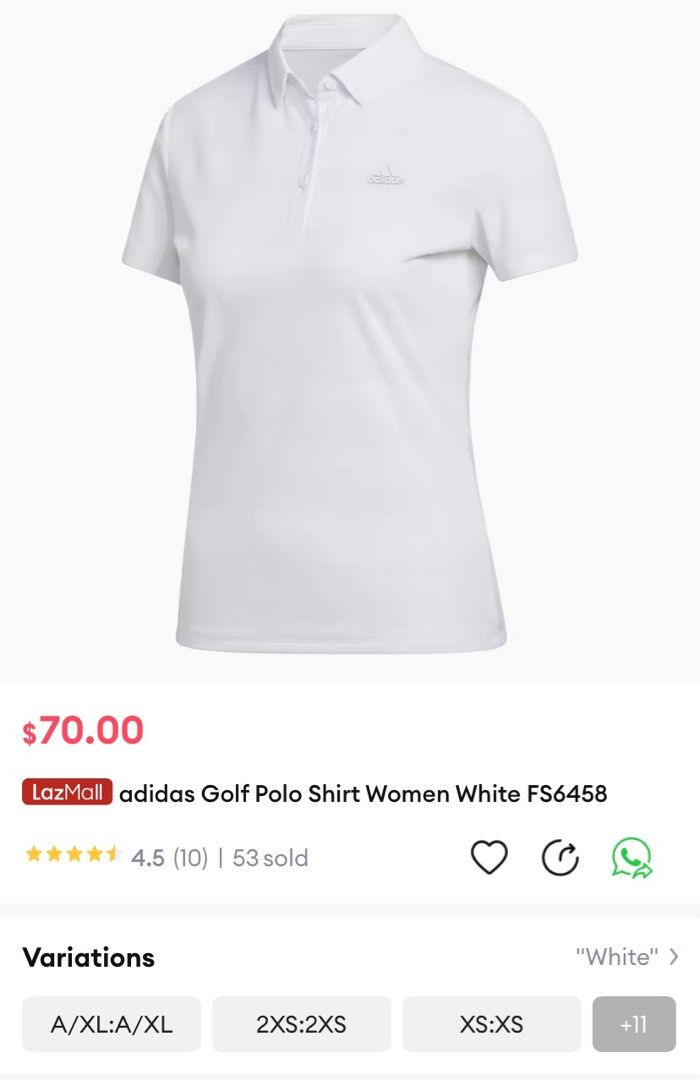 Adidas white polo t shirt Women s Fashion Tops Other Tops on