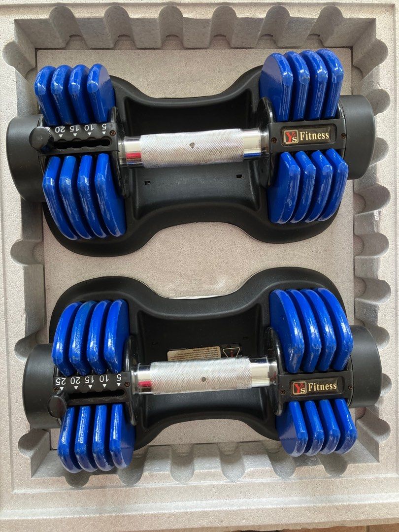 Adjustable dumbbells 25 pounds pair, Sports Equipment, Exercise
