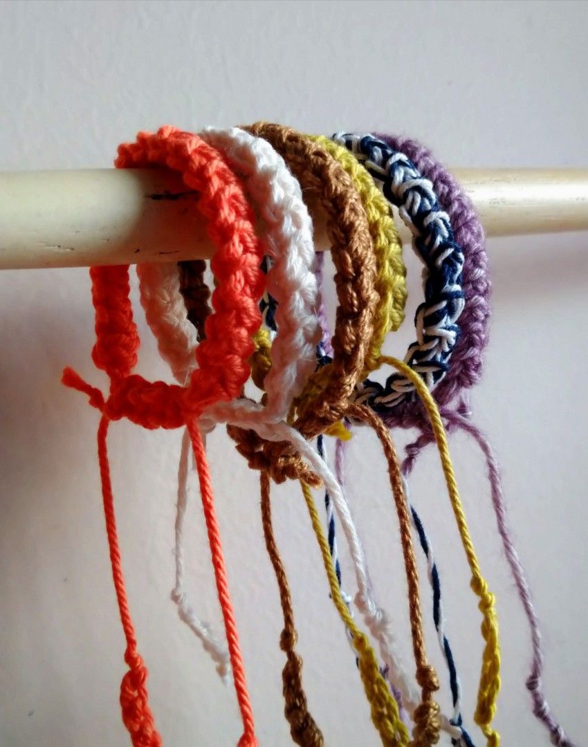 Adjustable Handmade Crochet Fun Bracelet Craft Friendship bands Bohemian Colorful Yarn String Friends Family Men Women events groups gathering