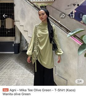 AGNI - Mika Tee Olive Green | T-Shirt | Kaos Wanita
