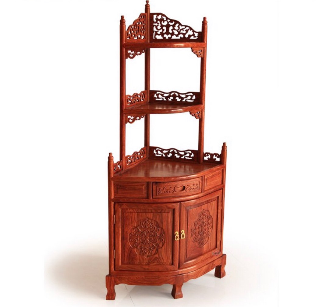 Antique Style Walnut Corner Shelf, Furniture & Home Living, Furniture