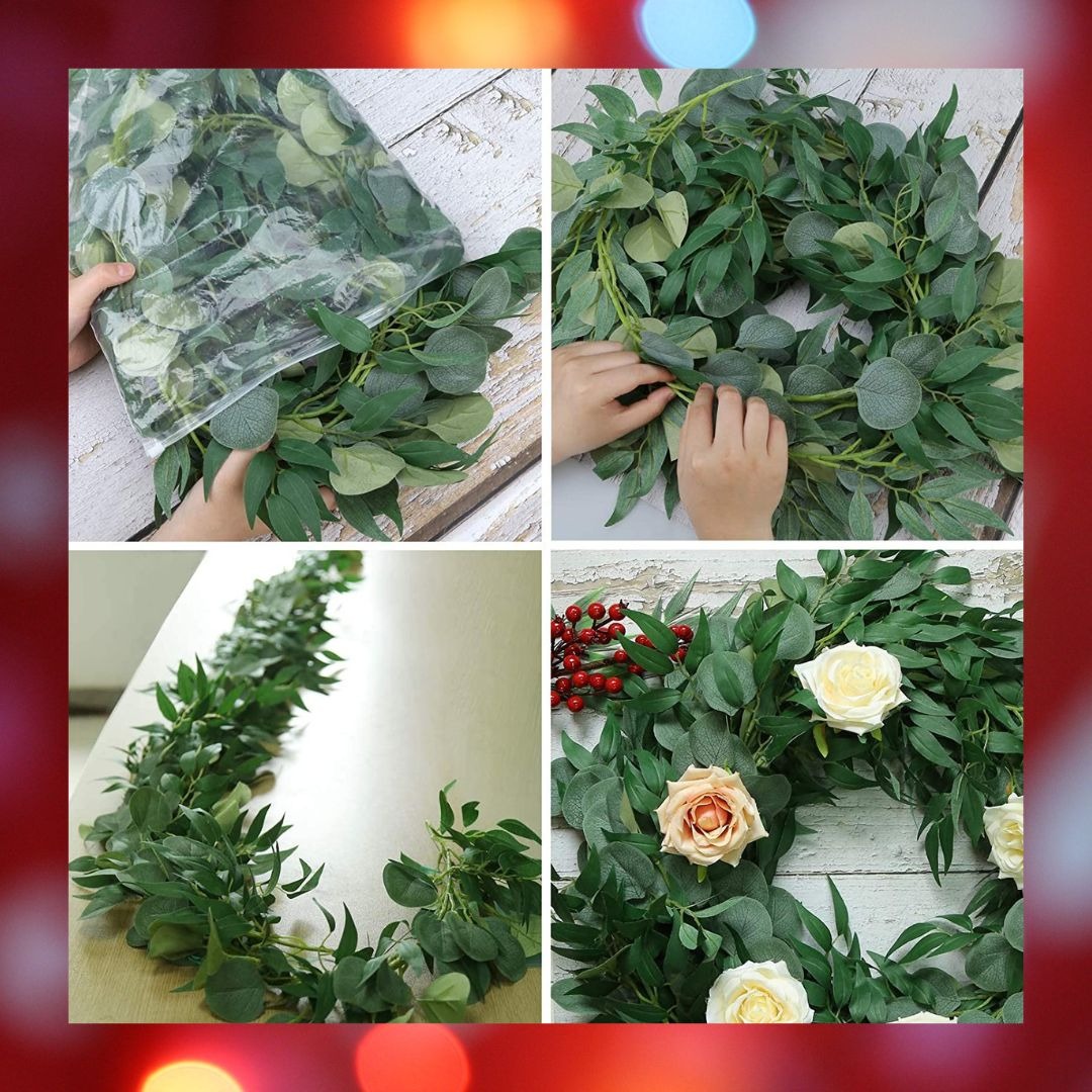 Artificial Willow and Eucalyptus Garland Bfoil007, Furniture & Home