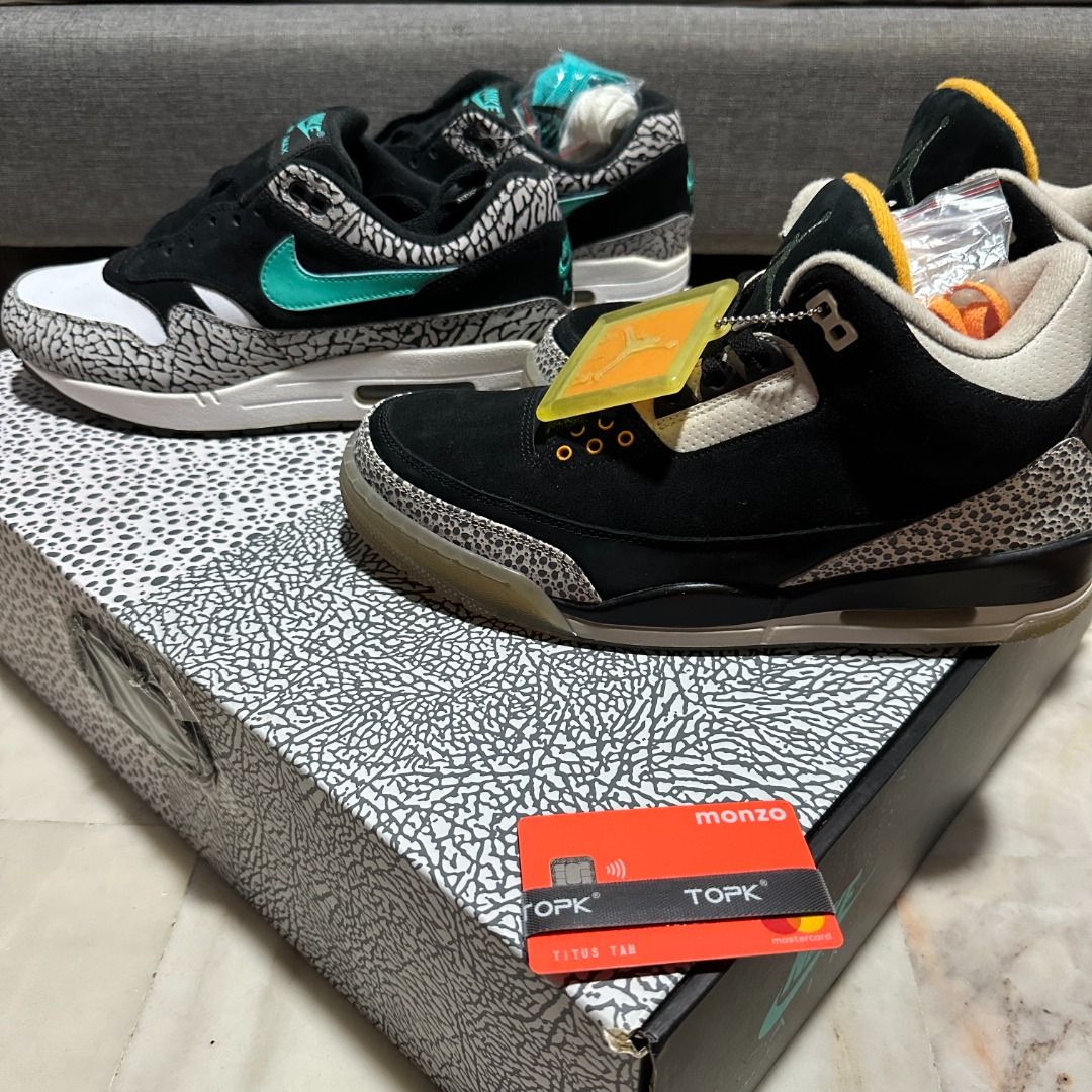 Atmos X Air Jordan 3 Retro & Nike Air Max 1 'Safari Pack', Men'S Fashion,  Footwear, Sneakers On Carousell