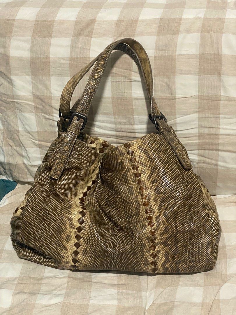 Authentic Bottega Veneta Snake Skin Leather Tote
