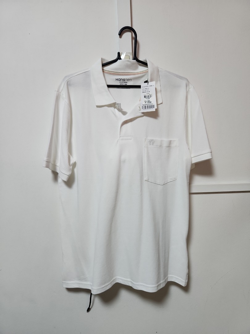 BNWT HANGTEN White Polo Collar Shirt, Men's Fashion, Tops & Sets, Tshirts & Polo Shirts on Carousell