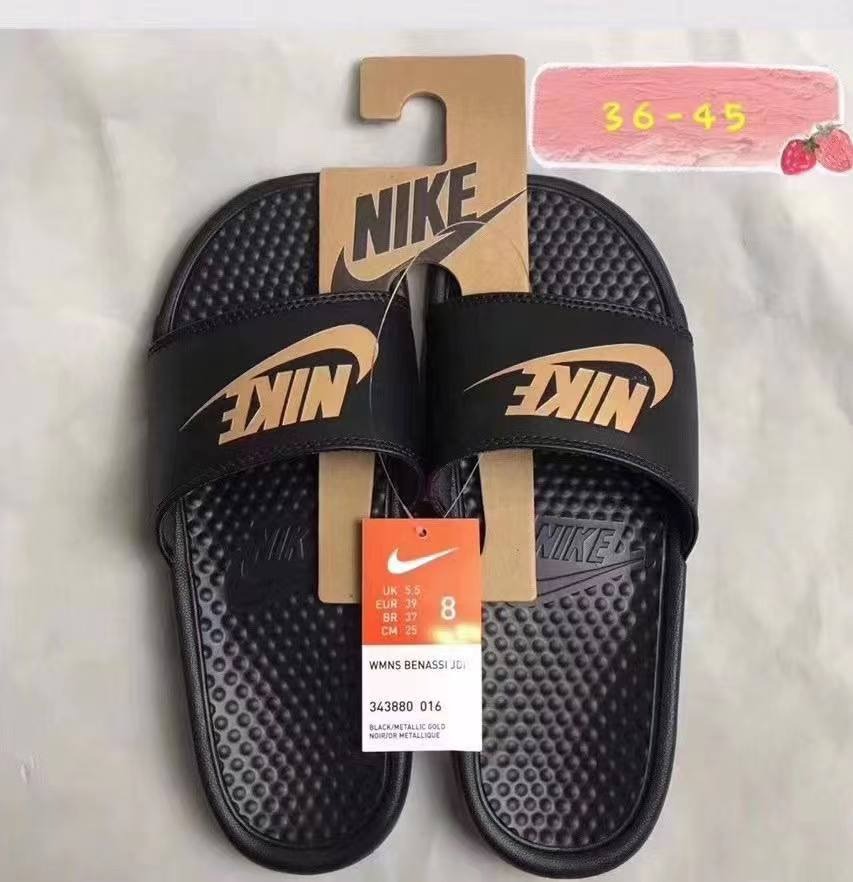 Nike slippers black and hot sale gold