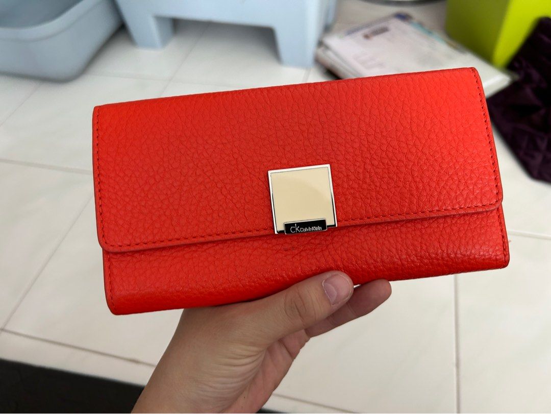 Calvin Klein Soft Leather Long Slim Wallet Women s Fashion Bags