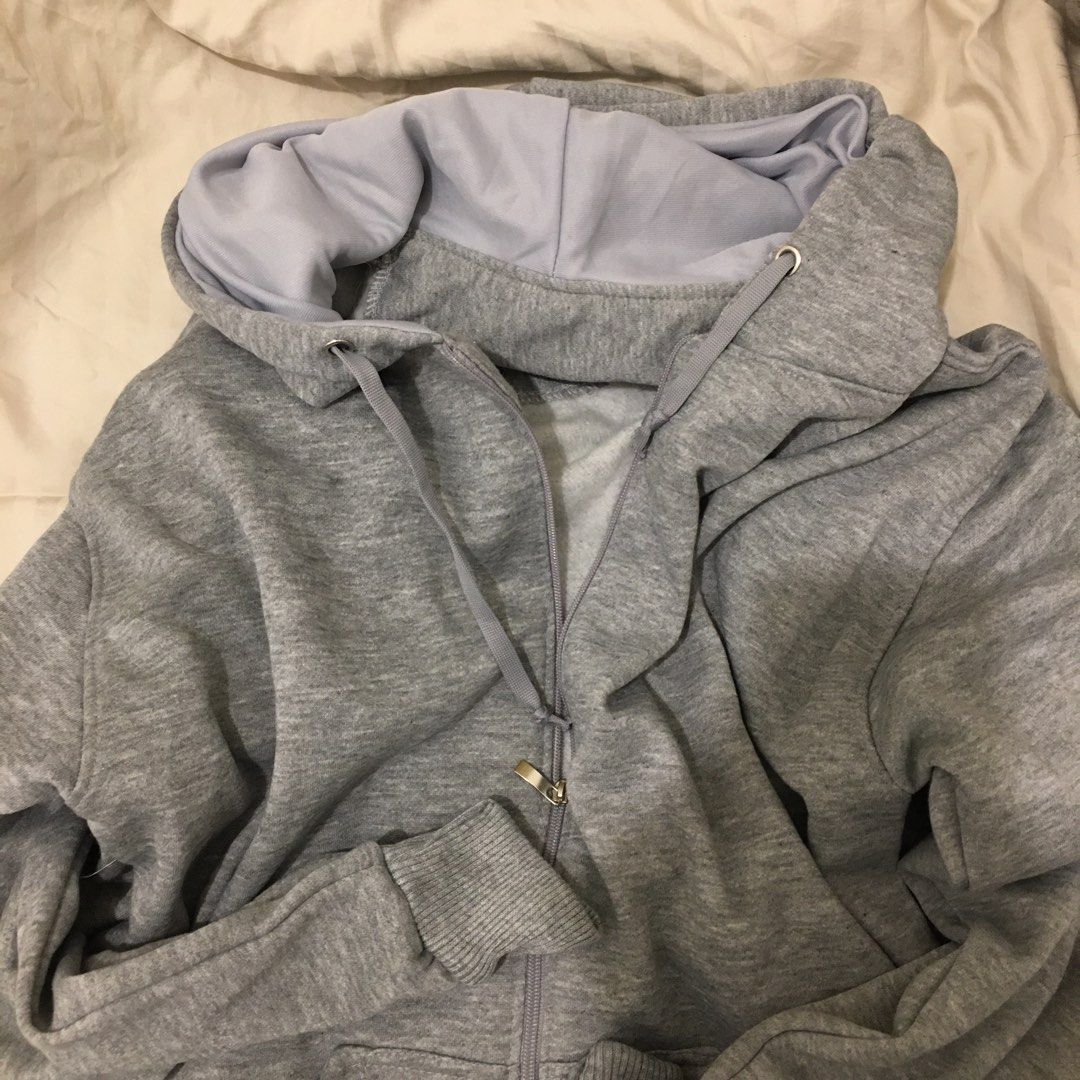 Carla Gray Zip up Oversized Hoodie Dupe on Carousell