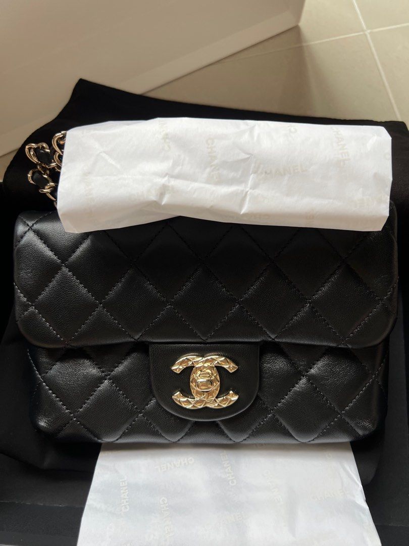 Chanel Black Clutch Bag Agneau MDCB Noir. Sac Pochette. Lambskin