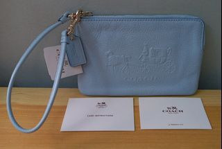 Coach Embossed Horse & Carriage Small L-Zip Wristlet