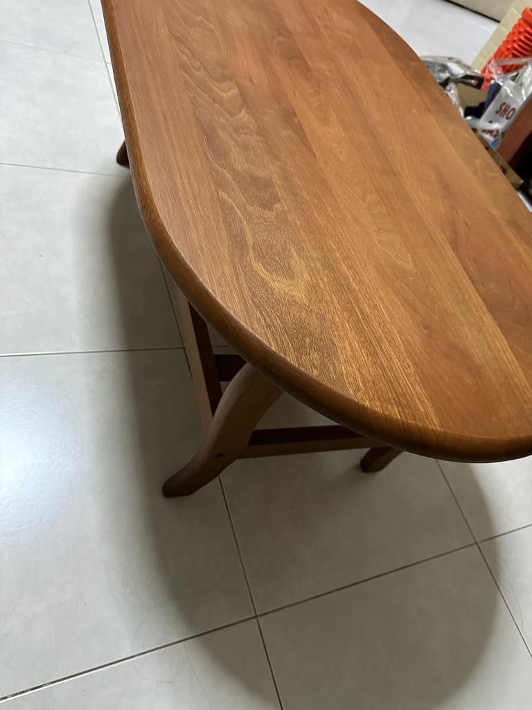 Coffee Table - solid wood (Category: Tables & Sets) located in Singapore. Submitted by kemtay (Listing ID 1230374243, Image 2). Description: Solid wood coffee used for 6 years for sell. Surface protected with plastic cover, no major defects, good in condition. See pictures for measurements. Self pick up at AMK Ave 1..