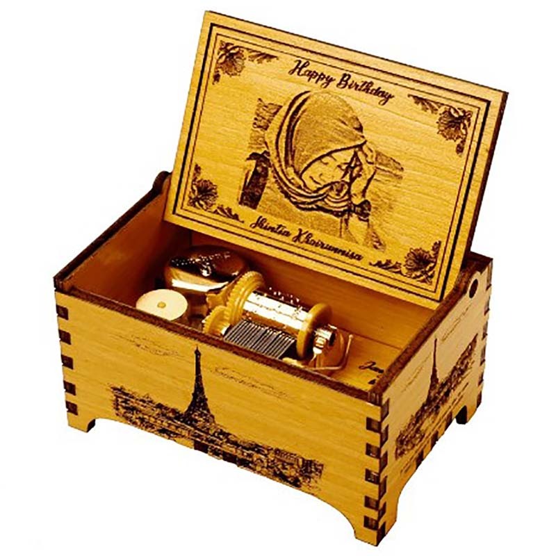 Custom Music Box Personalized Gift with Engraved Photo or Message