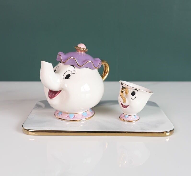 DISNEY Beauty and The Beast Mrs Potts Chip Tea Pot Cup Set, TV & Home