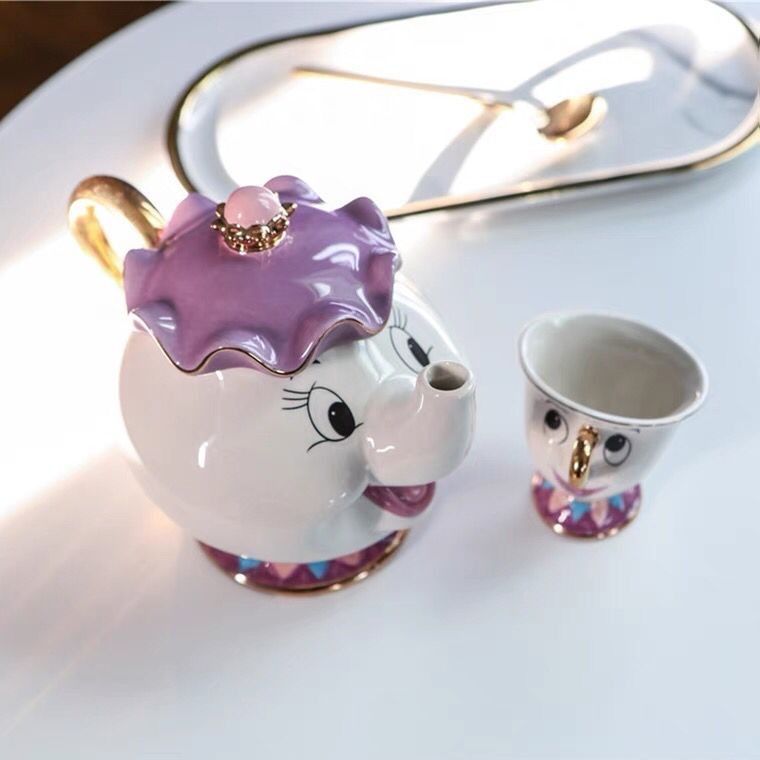 DISNEY Beauty and The Beast Mrs Potts Chip Tea Pot Cup Set, TV & Home