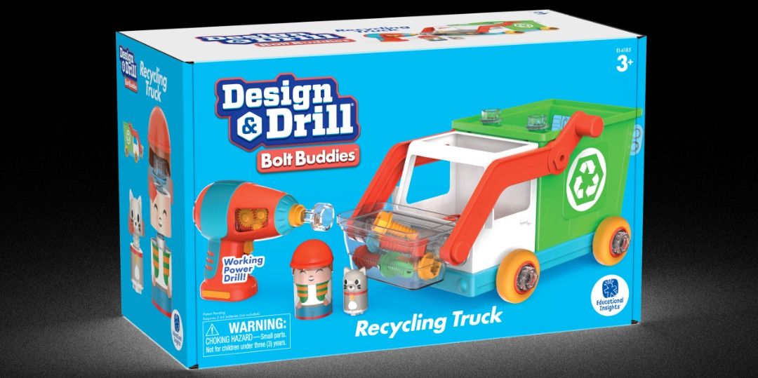 Educational Insights 4185 Design & Drill Bolt Buddies Recycle Truck, with  Box, Used