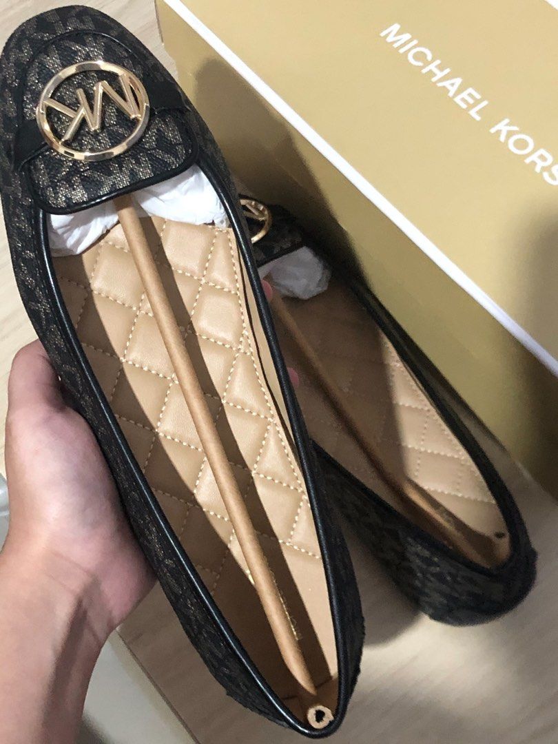 Flat Shoes Michael Kors LILLIE MOC Black and Gold