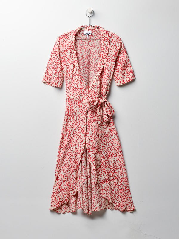 Ganni goldstone wrap sales dress
