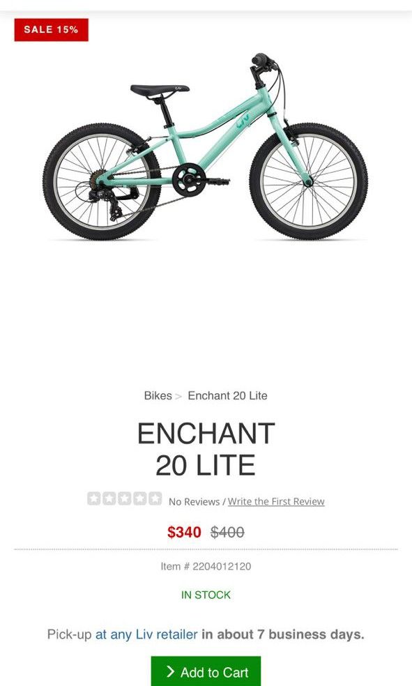 GIANT LIV ENCHANT 20 LITE Sports Equipment Bicycles Parts