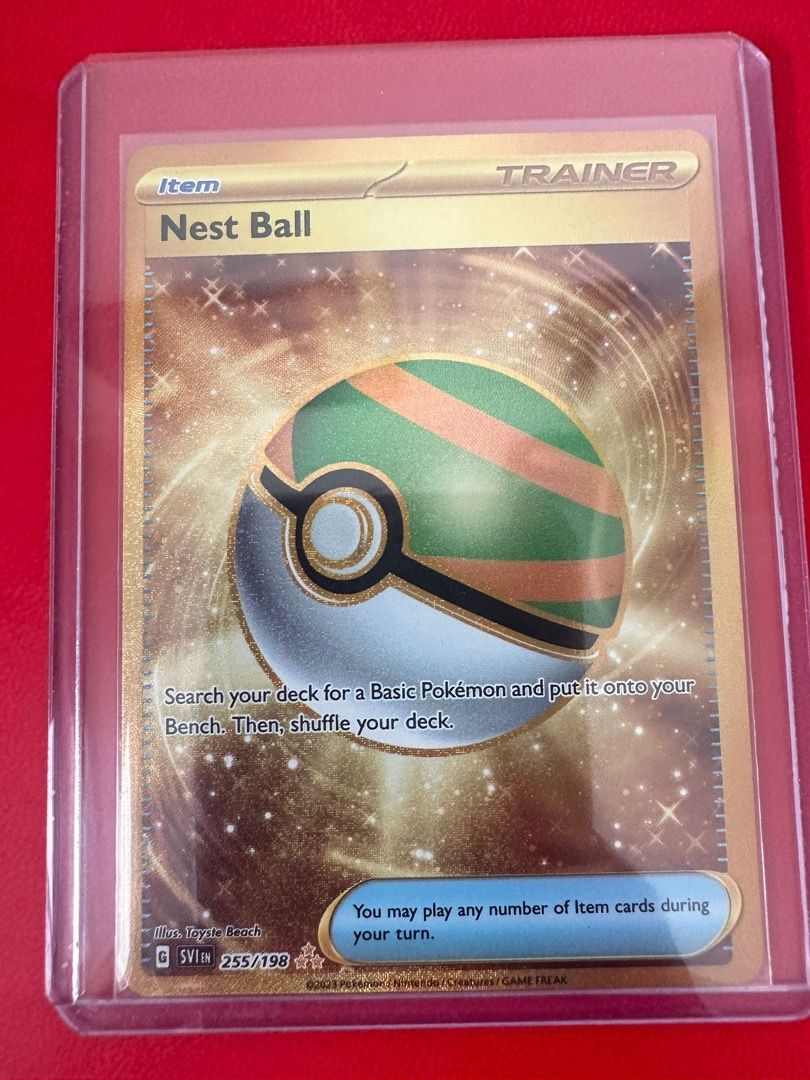 Carta Pokmon Nest Ball 255/198 - Scarlet & Violet, Rareza Secreta, Lmina  Hologrfica Dorada, Coleccionable Rareza Secreta Lmina Dorada