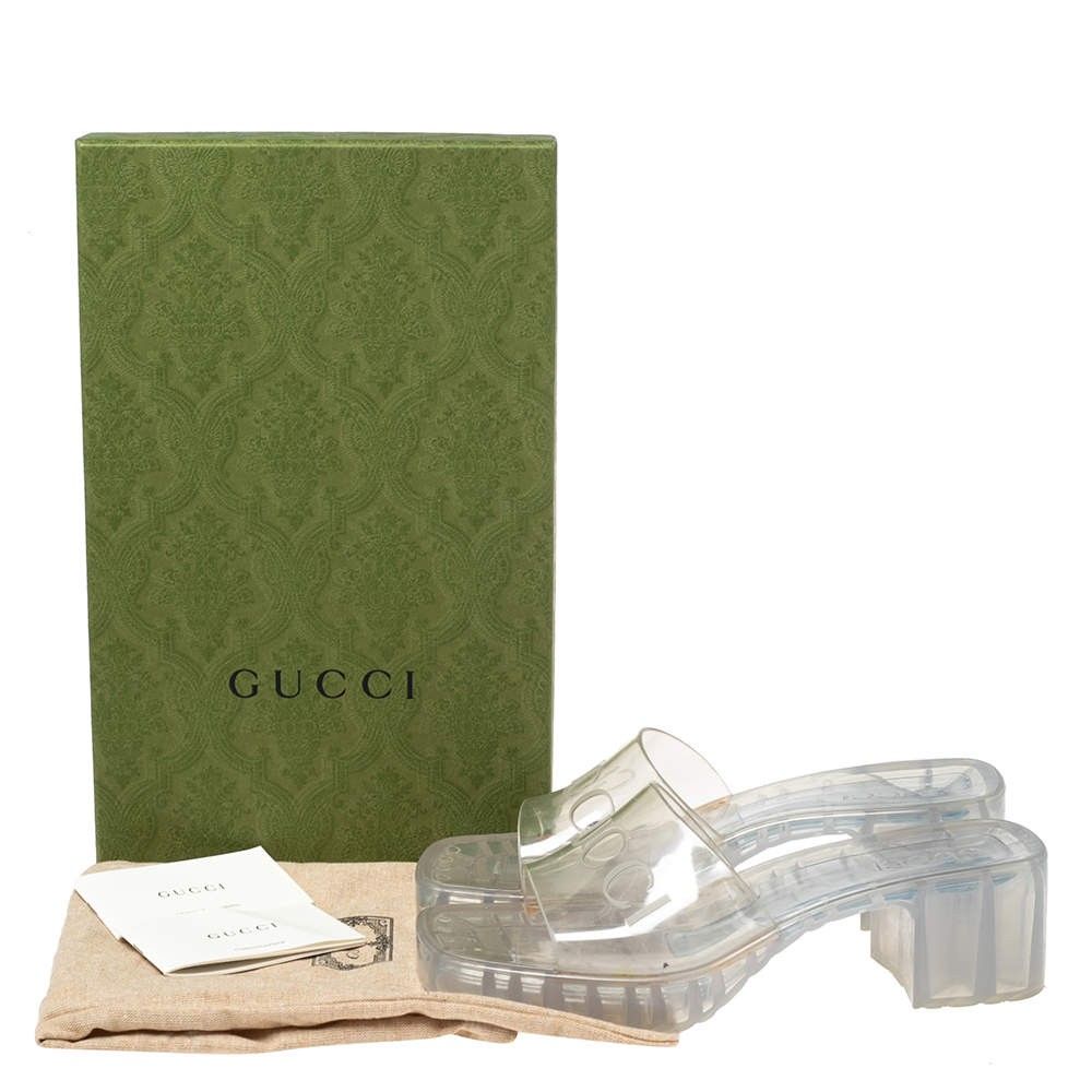 Gucci silver platform slides clearance