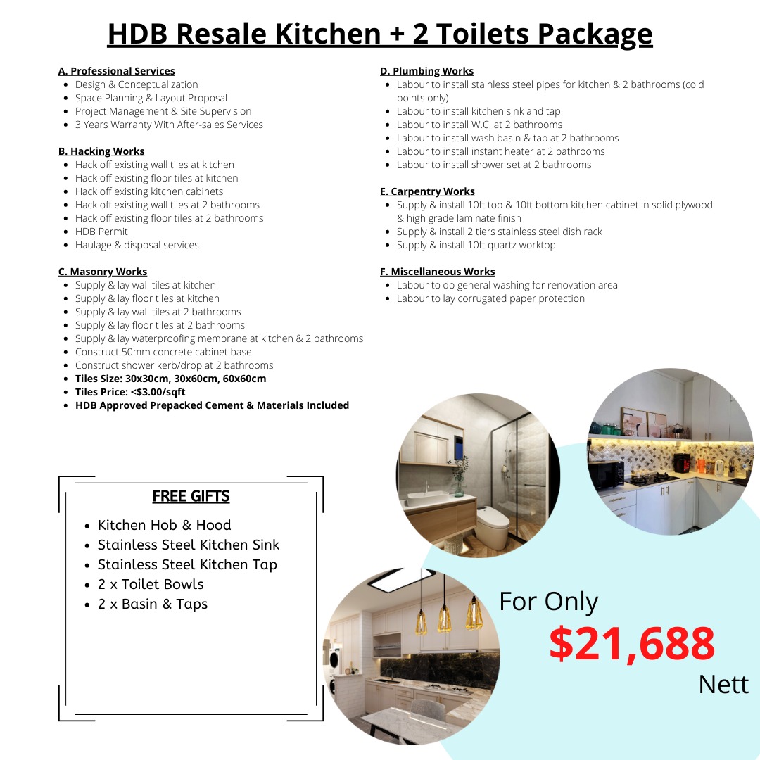 kitchen toilet hdb renovation package, Home Services, Renovations, Full