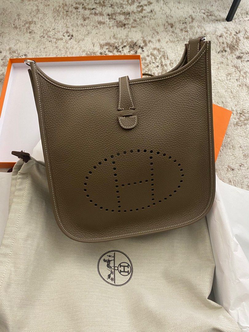 Hermes Evelyne PM Etoupe (Category: Luxury Bags & Wallets) located in Mandaluyong City. Submitted by perfectpassion (Listing ID 1230529824, Image 1). Description: Brand new. ETA Sept 2023. Full inclusion..
