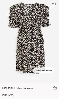 H&M MAMA Black Floral Frill-Trimmed Dress