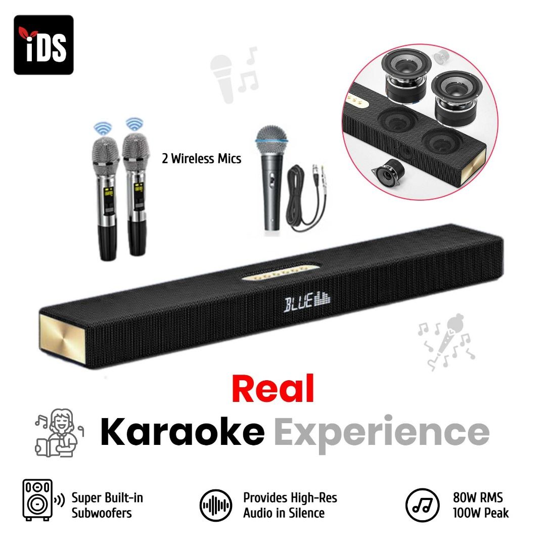 [iDS] Premium Karaoke Soundbar Speaker Builtin Subwoofer KTV System Karaoke Speaker System Echo