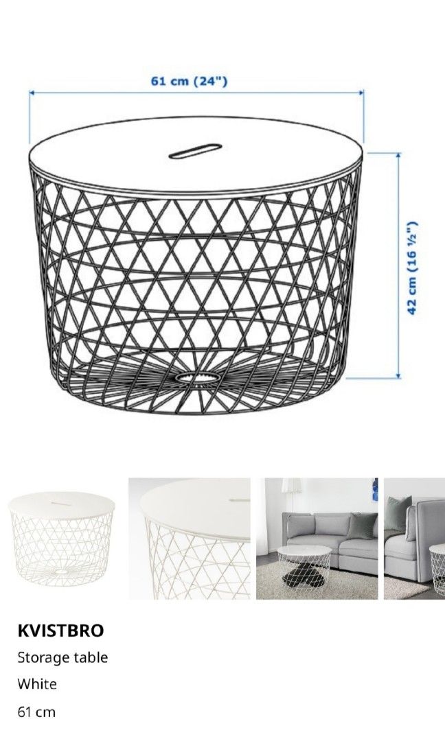KVISTBRO Storage table, white, 24 - IKEA
