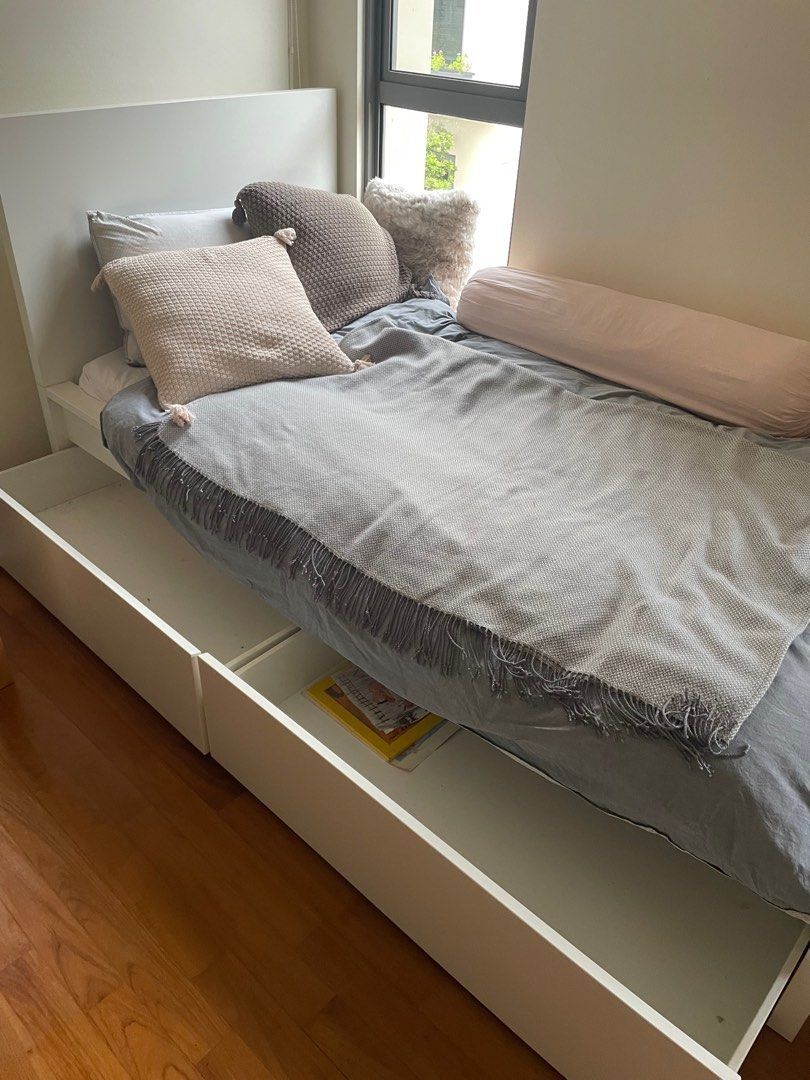 IKEA Malm bed with two drawers, Furniture & Home Living, Furniture, Bed