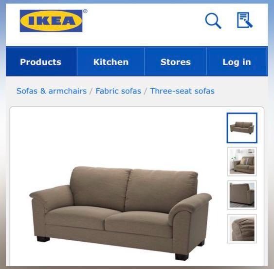 IKEA TIDAFORS 3 seat Sofa Hensta light brown, Furniture & Home Living