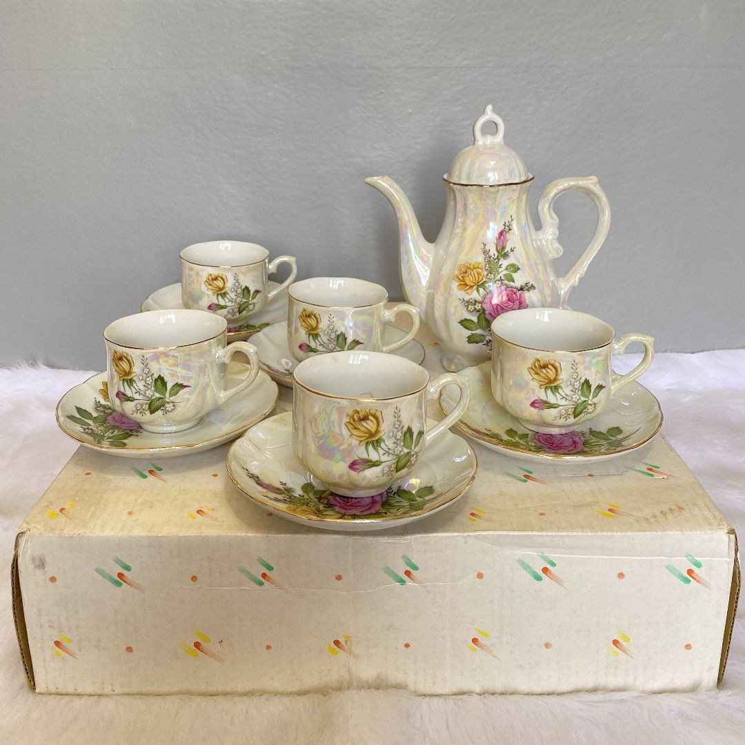 Japan Floral Painted Pearlized Teaset (Category: Coffee & Tea Tableware) located in Consolacion. Submitted by posh_avenue_home (Listing ID 1230364192, Image 2). Description: New with box. From Japan. .