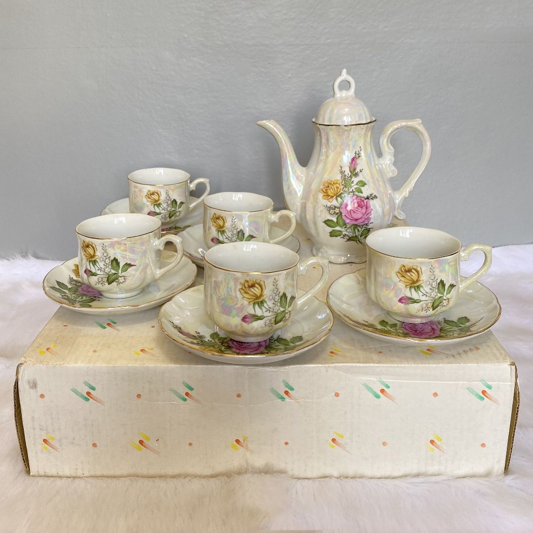 Japan Floral Painted Pearlized Teaset (Category: Coffee & Tea Tableware) located in Consolacion. Submitted by posh_avenue_home (Listing ID 1230364192, Image 1). Description: New with box. From Japan. .