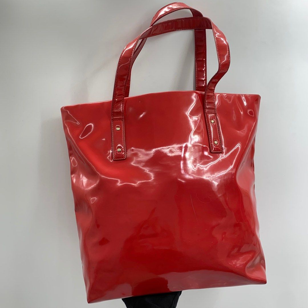 Kate spade red patent hot sale leather tote