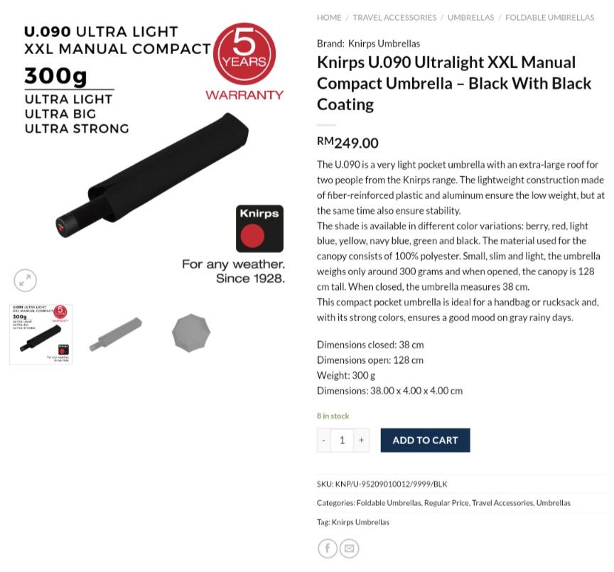 Pocket umbrella goes big - Knirps U.090 Ultra Light XXL Manual Compact I  Knirps - Since 1928 