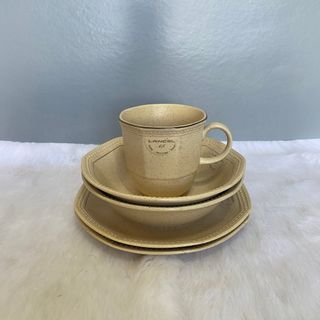 Lancel Beige Dessert Plates, Bowls & Coffee Cup Set