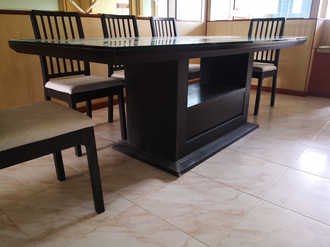 Lorenzo Dining Table 8-seater with 8 Ikea Chairs, Furniture & Home ...