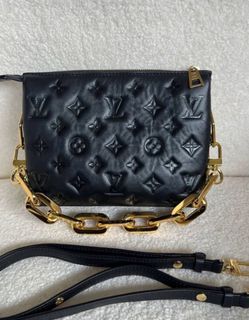 LOUIS VUITTON Lambskin Embossed Monogram Coussin BB Emeraude