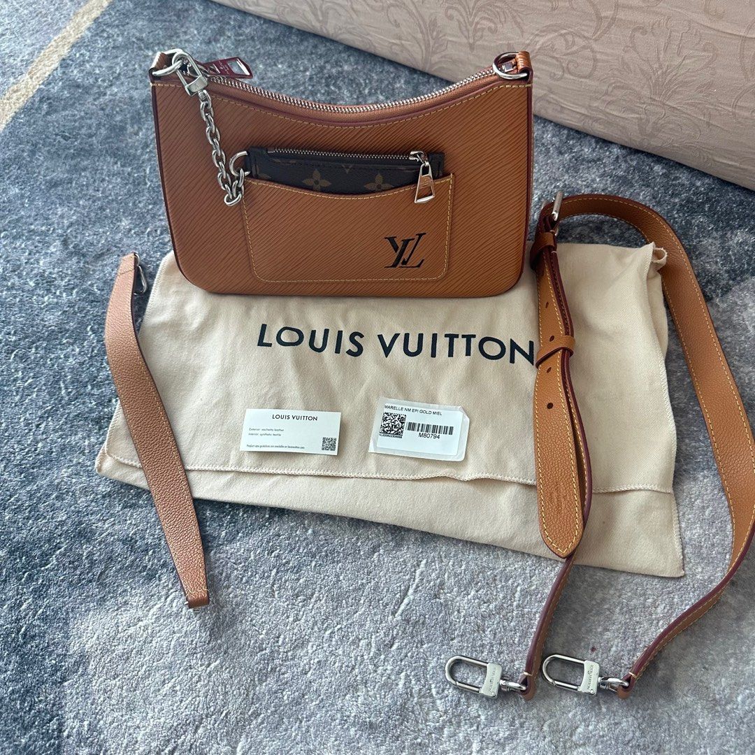 LOUIS VUITTON Epi Marelle Bag Crossbody M80794 Gold Miel Shoulder Purse  Auth New