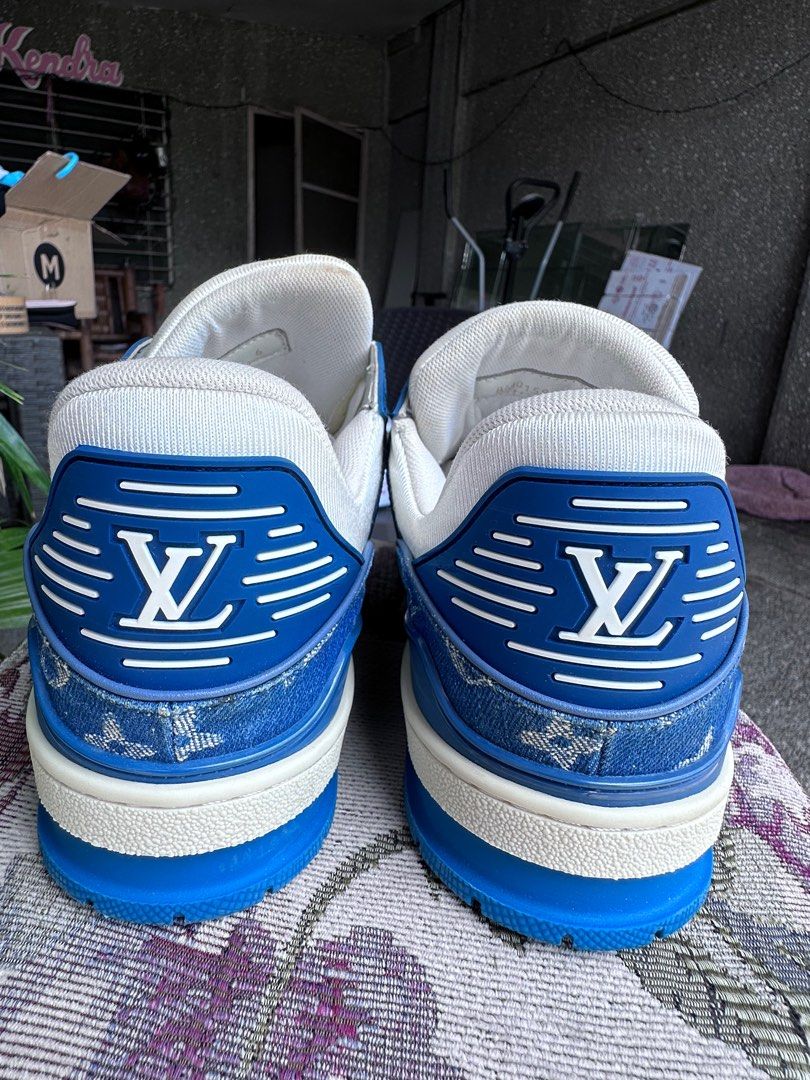 Louis Vuitton Trainer White Blue Sole 2021, Fesyen Pria, Sepatu , Sneakers  di Carousell