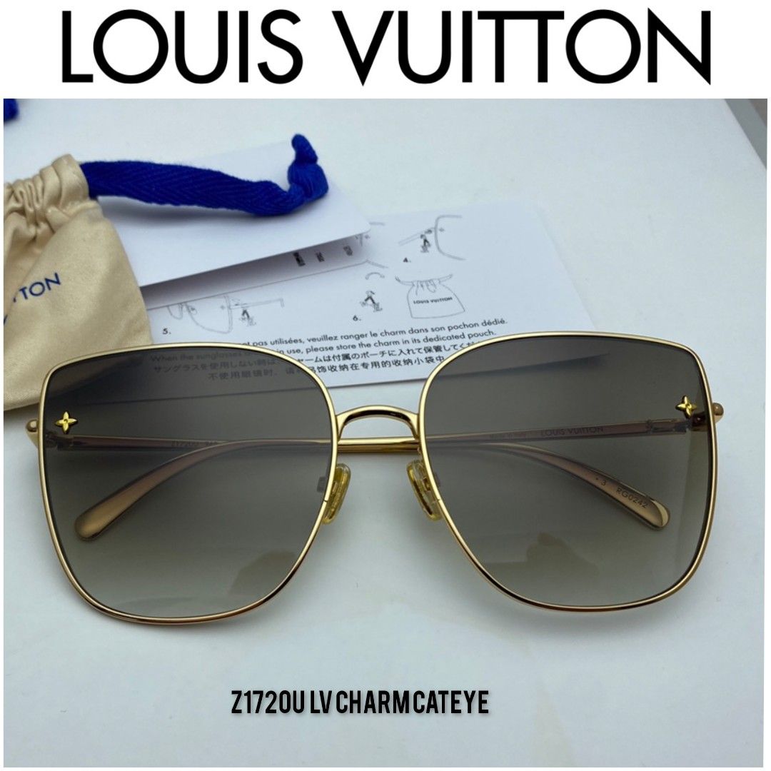 Louis Vuitton Z1721U LV Charm Cat Eye Sunglasses, Gold, One Size