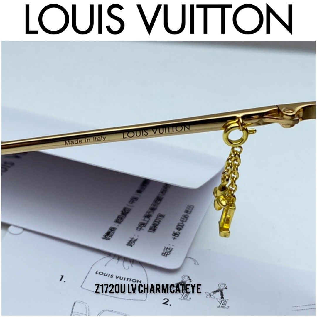 LOUIS VUITTON Metal LV Charm Cat Eye Sunglasses Z1720U Gold