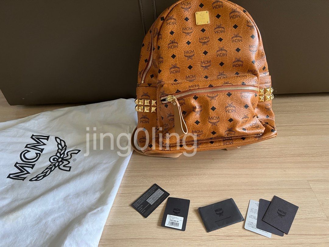 MCM stark bagpack Cognac Medium Luxury Bags Wallets on Carousell