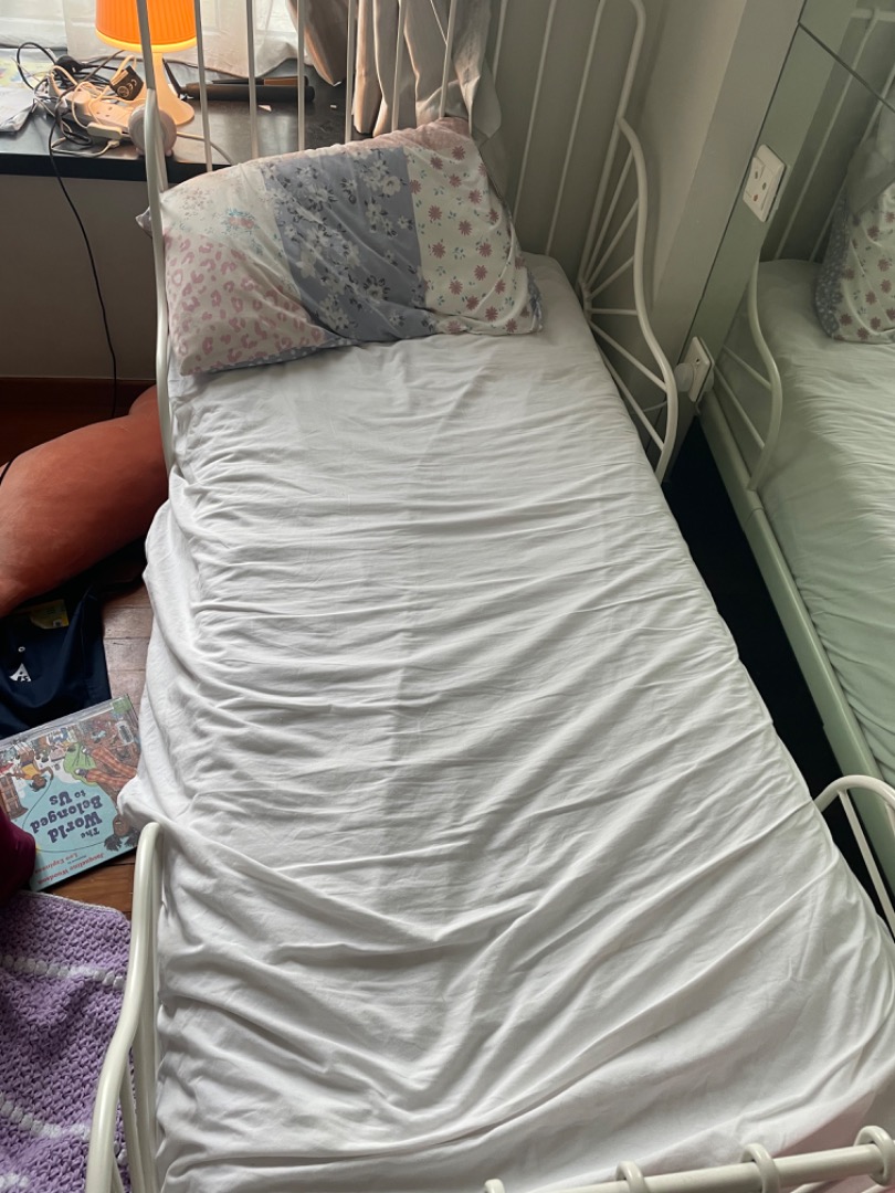 MINNEN Ext bed frame with slatted bed base, white., Furniture & Home