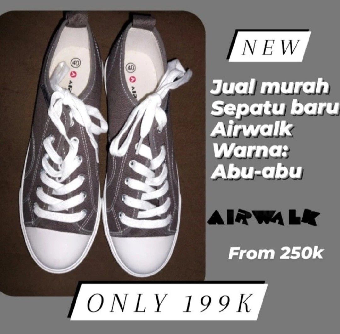 NEW Sepatu Airwalk Abu abu grey baru Jual Murah Jual Rugi