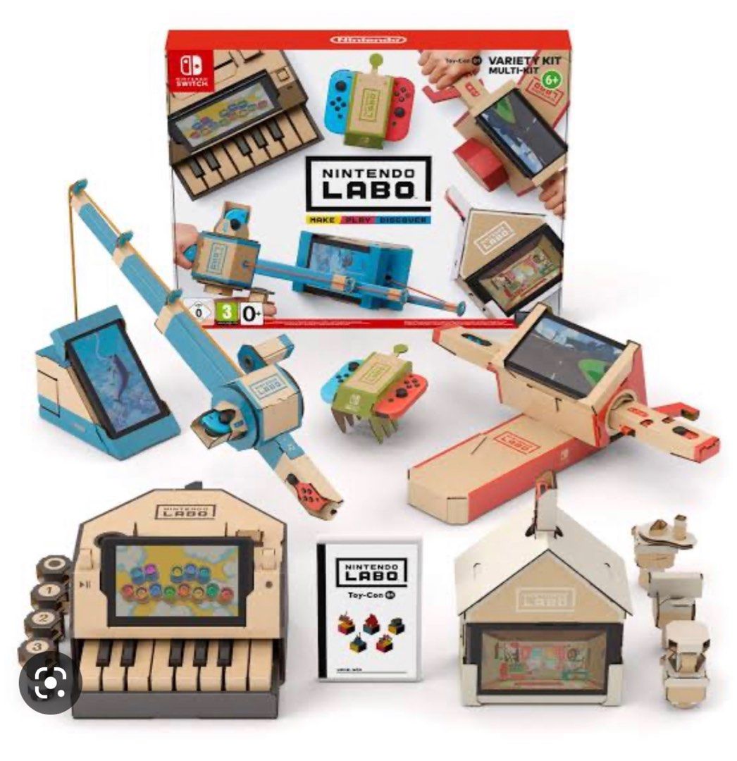 Nintendo Switch Labo variety set (Category: Nintendo) located in Manila. Submitted by chelley1234 (Listing ID 1230467875, Image 1). Description: Piano and fishing rod thrown away. All others in brand new condition (never assembled) .
