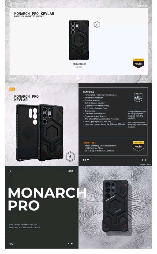 Original UAG Monarch Pro KEVLAR Limited Edition For Samsung S23 ULTRA
