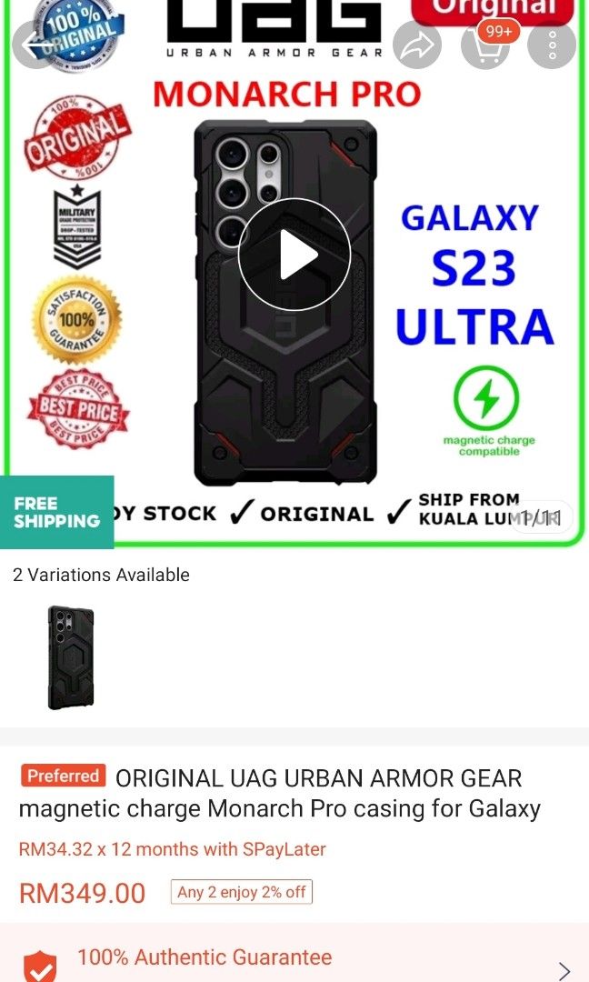 Original UAG Monarch Pro KEVLAR Limited Edition For Samsung S23 ULTRA