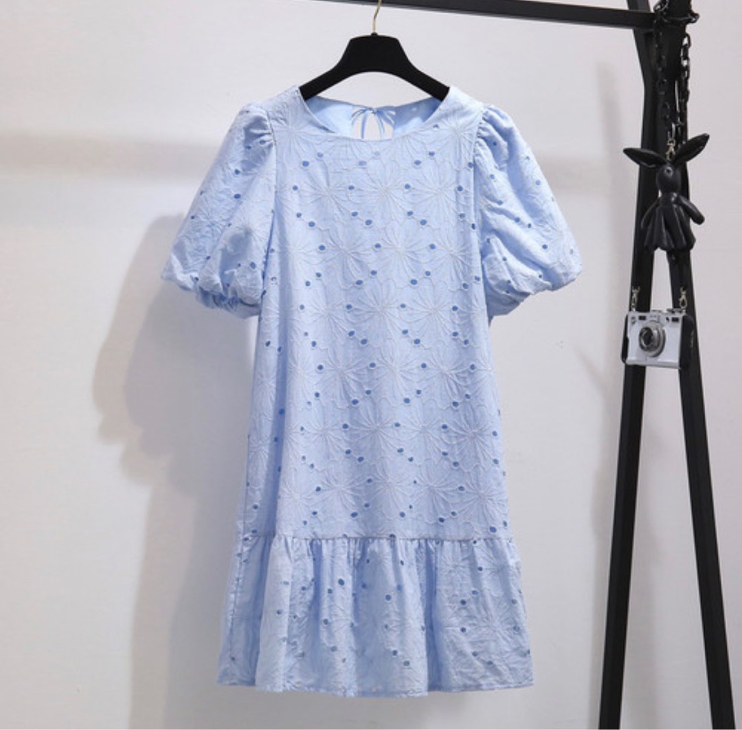 Pastel blue eyelet dress, Women's Fashion, Dresses & Sets, Dresses on